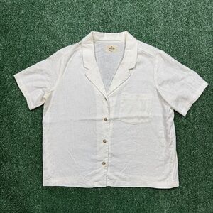 Marine Layer Button Up Shirt Women's Size XS White Cropped Outdoor Beach Casual